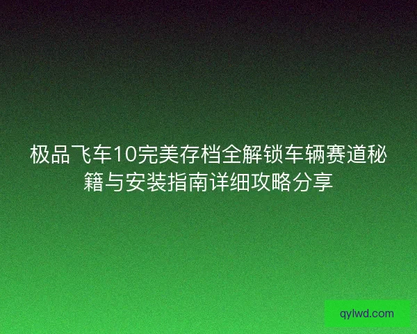 极品飞车10完美存档全解锁车辆赛道秘籍与安装指南详细攻略分享