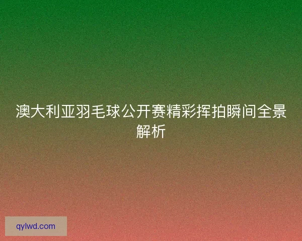 澳大利亚羽毛球公开赛精彩挥拍瞬间全景解析